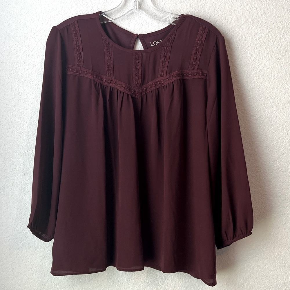 Loft Outlet Maroon Burgundy Red Blouse Small